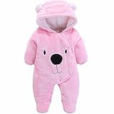 Morbuy Jumpsuit Bebé Unisexo Bebé Recién Nacido Franela Mameluco Invierno Ropa Una Pieza Pijamas Monos Caricatura Trajes (73, Oso Rosado)