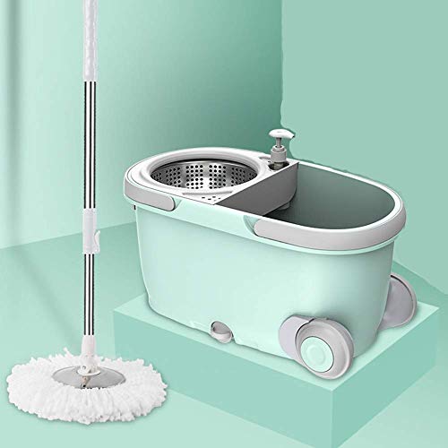 Komplettes Reinigungssystem für Mopps und Eimer zum Waschen und Trocknen + KOSTENLOSER zusätzlicher Moppkopf NACHFÜLLEN REVOLUTIONÄRER Mopp mit