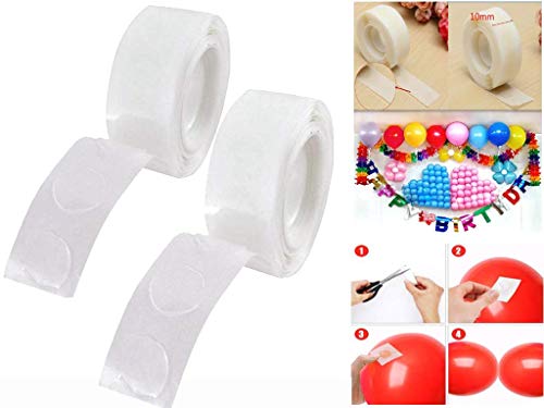 Image of Rozi Decoration Balloon Glue Dots - Strong Adhesive Double-Sided Clear Dot Stickers for Party Balloon Decoration, Easy to Use, No Residue - 200 Glue Dots Roll for Balloon Garland Arch and DIY Crafts