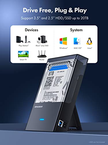 Caja externa para discos HDD/SSD de 3.5/2.5 pulg USB 3.2 miniatura 7