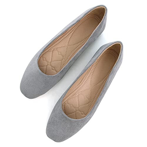 Image of ChaiRong Zhou Women Square Toe Ballets Flats Comfort Slip On Walking Shoes for Driving