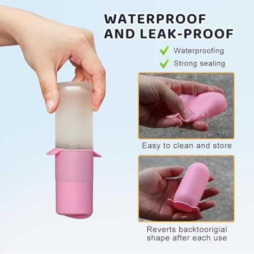 Image of MAYCREATE 4Pcs Travel Bottles Cover Cap Sleeves High Elastic Silicone Bottle Cover Leak-Proof Sleeves for Toiletries Travel Bottle Close-Fit Cap Compatible with Most Travel Containers