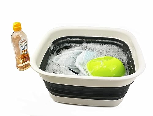 Bañera de plástico plegable rectangular de 8 litros para fregar platos y ropa en casa 7