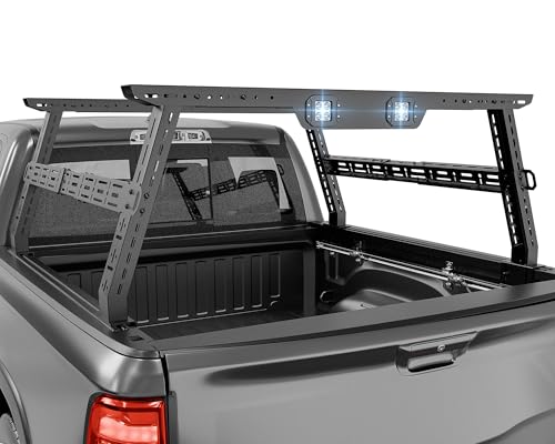 Image of YZONA Adjustable 16-24.8 inch High Truck Cargo Rack Bed Racks Cargo Carrier with 2 LED Lights Compatible with Silverado /Sierra /Ram /Tacoma /Tundra /Titan /Frontier /Canyon /Gladiator JT /Ford F-Series