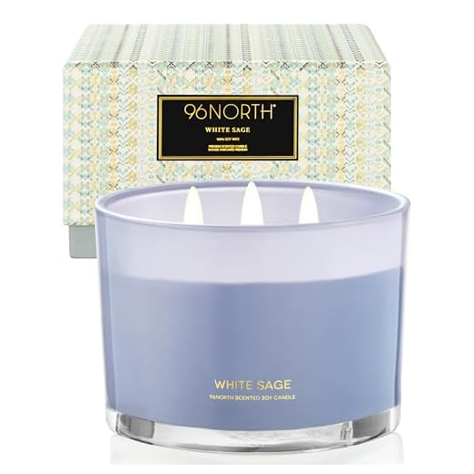 96NORTH Luxury White Sage Candle | Large 3 Wick Jar Candle | Up to 50 Hours Burning Time | 100% Natural Soy Wax | Relaxing Aromatherapy Aesthetic Candles | Housewarming Gift for Men and Women