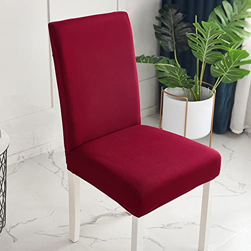 Odot Chair Covers, Elastic Dining Chairs Set of 2/4/6, Seat Covers Washable Removable, Extensible Dining Chair Covers, High Back Chair Cover for Hotel, Home (Set of 6,Burgundy red)