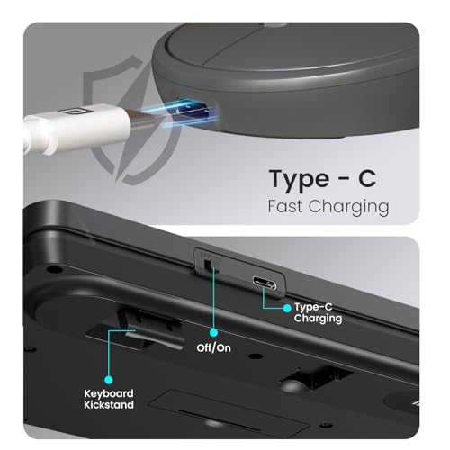 Image of Portronics Key11 Combo Rechargeable Wireless Keyboard and Mouse Set, Bluetooth 5.3&2.4GHz Wireless,Type-C Fast Charging,Gradient Keys, Noiseless Typing, High Precision Mouse, for PC&Laptop(Grey)