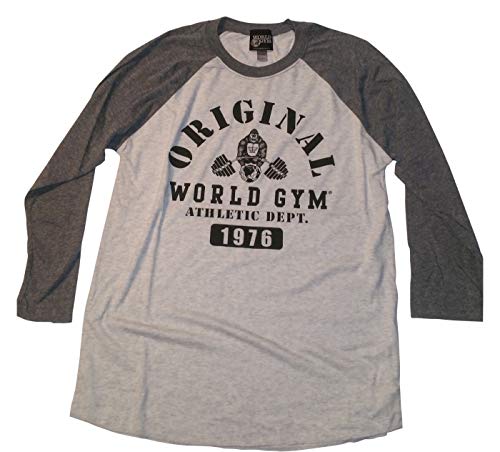 World Gym Muscle Shirt Long Sleeve Sports Athletic Dept. Charcoal