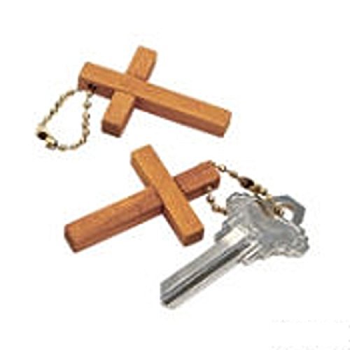 Fun Express Wooden Cross Keychains (48 Pack)