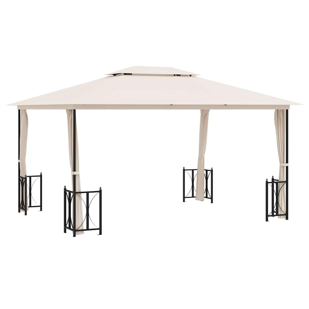 Gazebo 3 x 4 m, colore crema con pareti laterali