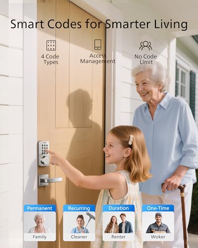Image of Philips WiFi Keypad Door Lock with Handle, Built-in WiFi, APP Remote Control, Voice & Fingerprint Unlock, Smart Locks for Front Door with Auto Lock, Keyless Entry Deadbolt, Satin Nickel