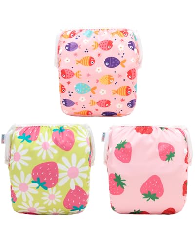 Image of ALVABABY Swim Diapers 3pcs Baby & Toddler Snap One Size Reusable Adjustable Baby Boys' Swim Diapers for Swimming Lessons 3SWY84