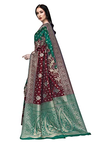 Image of COTTON SHOPY Women kanchipuram Silk Blend saree with blouse piece