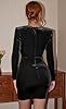 GOBLES Women's Elegant Long Sleeve Square Neck Ruched Waist Velvet Bodycon Mini Party Dress Black #1