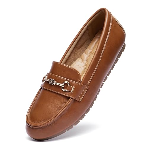 Image of BGSTGUDS Women's Wide Loafers Shoes Cute Dressy Shoes Ladies Comfort Slip Ons Work Shoes