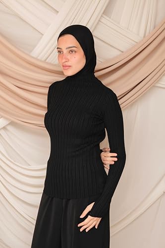 Mila Autumn And Winter Pullover - Warm, Fashionable, Casual Sweater For Women - Classy Gift For Special Occasions - Winter 2026 - Size (55Kg : 80Kg) (Ribbed Black)