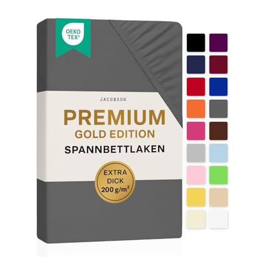 Leonado Vicent - Classic Spannbettlaken Bettlaken 100% Baumwolle Jersey Spannbetttuch in vielen Farben & Größen MARKENQUALITÄT ÖKO TEX Standard 100 (90 x 200 cm - 100 x 200 cm, Petrol) 3 JACOBSON Gold Edition Jersey Spannbettlaken Spannbetttuch Baumwolle mit ELASTAN ca. 200 g/m² (140-160 x 220 cm + 40cm, Anthrazit)