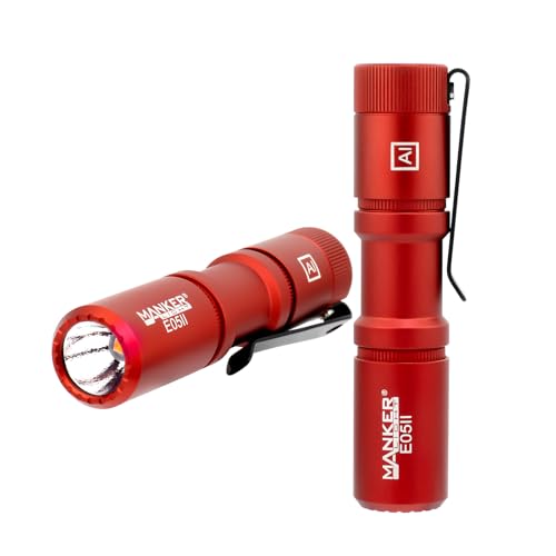 Image of Manker E05 II High Output EDC Flashlight Eeay to Carry, for Camping, Hiking (Red, 1300 Lumens 6500K Cool White)