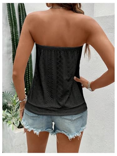 SOLY HUX Women's Strapless Bandeau Tank Top Casual Summer Sleeveless Eyelet Tube Tops2