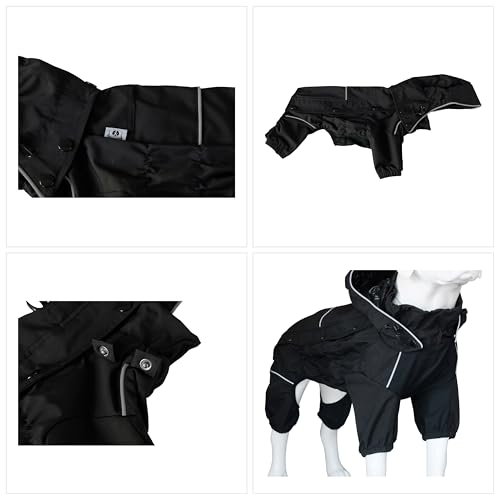 LOVELONGLONG Waterproof Dog Raincoat with Removable Hood – Outdoor Full Body Dog Jacket, Windproof Snowproof Shell Suit – All Season Pet Rain Gear Black L by Lovelonglong - Image 3