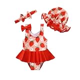 Baby Girl One Piece Bathing Suit Toddler Red Strawberry Swimsuit Summer Infant Strapless Bathing Suit Beach Swimwear Baby Girl Swimsuit 12-18 Months