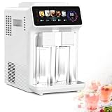 YISHENX Macchina per Il Ghiaccio 3 in 1, Macchina Professionale per Granite, Elevata Capacità Produttiva 15 Kg/24h, Con 5 Modalità Di Erogazione: Latte/Miele/Caffè/Cola/Cocktail(White,Touch)
