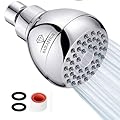 High Pressure Shower Head 3 Inches Showerhead Chrome with Adjustable Swivel Brass Ball Joint Best Pressure Boosting, Wall Mount,Fixed, Bathroom Showerhead For Low Flow Showers Anti-clog leak 1.8GPM