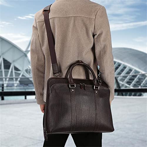 Business Men's Handbag Briefcase Shoulder Crossbody Bag Genuine Layer Cowhide Leather Men's Bag (D)3