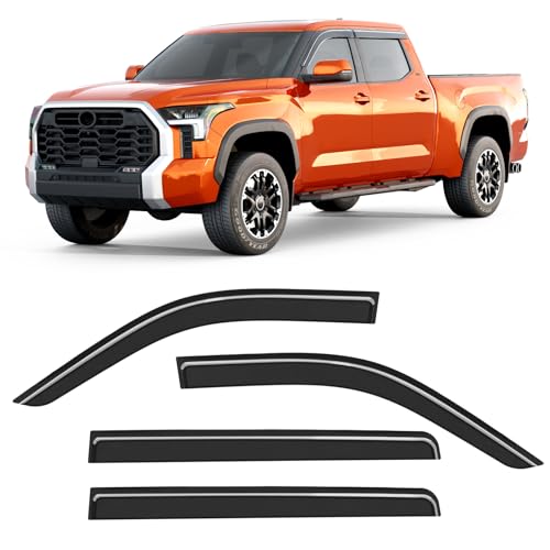 Image of Extra-Thick Rain Guards Fit for 2022-2026 Toyota Tundra CrewMax Cab Full-Size Window Rain Guard Extra Durable Window Deflectors Window Vent Visors Vent Shades Exterior Car Accessories