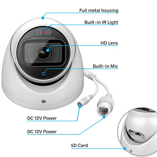 PANOEAGLE 4MP HD Starlight Security POE IP Camera, Home&Outdoor Network Surveillance Eyeball Dome Camera with Built-in MIC, 165ft Smart IR Night Vision,MicroSD Recording,WDR IP67 …