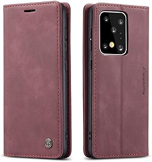 UEEBAI Wallet Case for Samsung Galaxy S20 Ultra, Premium PU Leather Case Vintage Matte Wallet Flip Cover [Card Slots] [Magnetic Closure] Stand Function Folio Shockproof Full Protection - Black