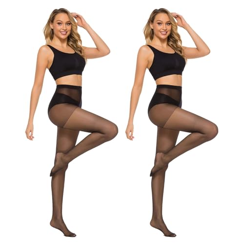 MANZI 6 Pairs 20D Women's Sheer Tights Ultra Thin High Waist Pantyhose Thigh Stockings