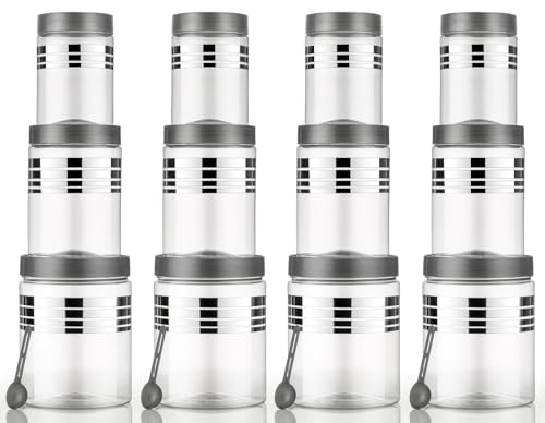 Image of Kitchen Storage Container Set, Transparent, PET Material, Airtight, Round, 1200ml 650ml 350ml, (Pack Of 12)