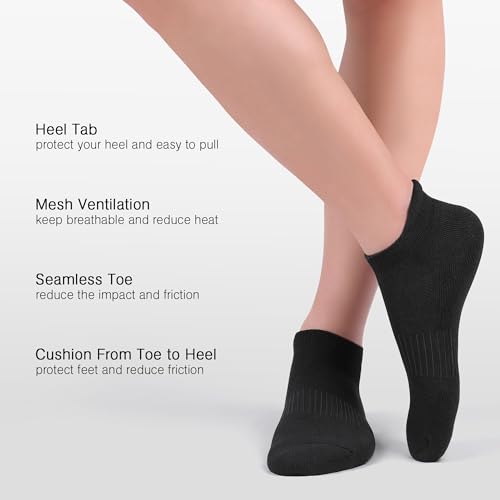 Felicigeely Ankle Athletic Running Socks Low Cut Sports Socks Breathable Cushioned Tab Socks for Men Women 6 Pairs3