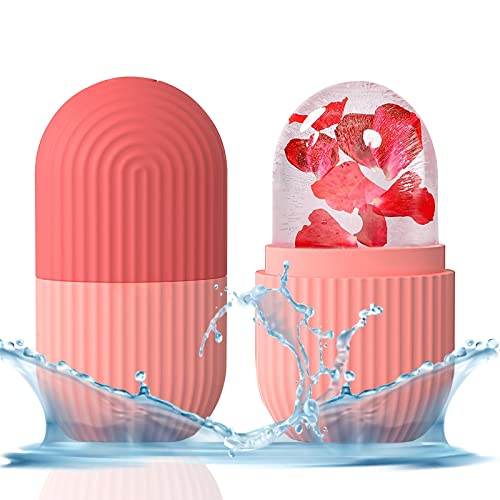 KOGITI Ice Mold for Face & Eye, Beauty Facial Roller, Puffiness Relief Massage Skin Care Tool, Ice Cube Holder (Pink)