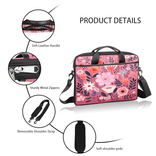 Bolso para laptop estampado floral abstracto 15 pulgadas miniatura 4