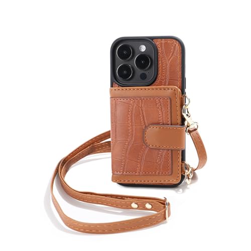 Étui portefeuille en cuir PU marron LVTFCO avec fentes cartes pour iPhone 13 Pro et 14 Plus