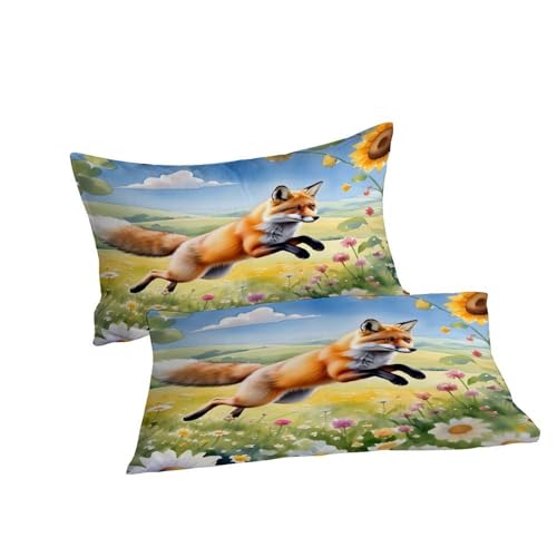 Housse de couette renard 200x200 cm lavable sans repassage parure