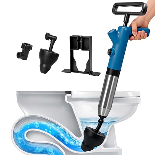 BOTEMY High Pressure Toilet Plunger & Drain Auger with Real-Time Gauge, Heavy-Duty Air Unclogger for...