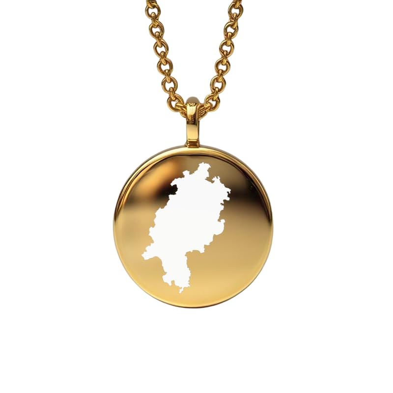 Pendentif carte de Hesse médaillon gravé aventure pour célébrer vos racines