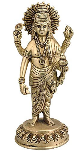 Estatua de Lord Dhanvantari de Latón 8 pulgadas