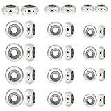 30pcs Stopper Beads for Charm Bracelets, 304 Stainless Steel Spacer Beads Adjustable Beads Slider Metal Loose Beads 6/8/10mm with Insert Rubber Locating Rings for DIY Bracelets Necklace Jewelry Making