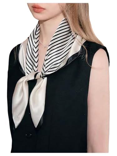 Milumia Women's Striped Print Square Hair Scarf Vintage Bandana Head Kerchief3
