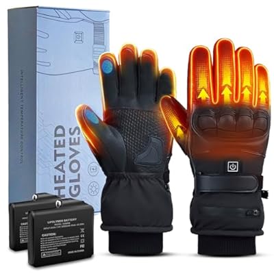 Heated Gloves for Men Women, 3-Gear Electric Rechargeable Hand Warmer with Battery for Winter Outdoor Sports (Large)