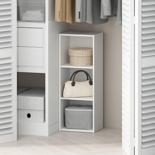 Furinno Reed Closet Organizers and Storage 3-Tier Closet Organizer Open Shelf Closet Storage for Wardrobe Bedroom Living Room White
