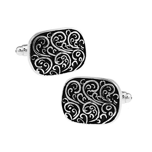 Daesar Gemelos Camisa Hombre Gemelos para Boda Gemelos Camisa Hombre Cobre Patrón de Flor Gemelos para Novio Negro