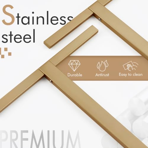 Image of KOKOSIRI Hand Towel Bars Standing Towel Racks with Marble Base for Bathroom Kitchen Vanity Countertop, Champagne Bronze Stainless Steel 15.7'' Height THS0001-SM-CPG