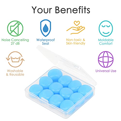 Juju Silicone Ear Plugs For Sleeping Noise Cancelling Reusable - Earplugs For Sleep - Ear Plugs For Swimming - Wax Ear Plugs - Sleep Ear Muffs Ear Plug - Ear Plugs Noise Cancelling Sleeping Ear Plugs #TOP1