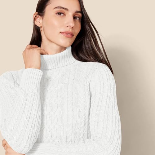 Image of Amazon Essentials Women's Long Sleeve Fisherman Cable Knit Turtleneck Sweater (Available in Plus Size)