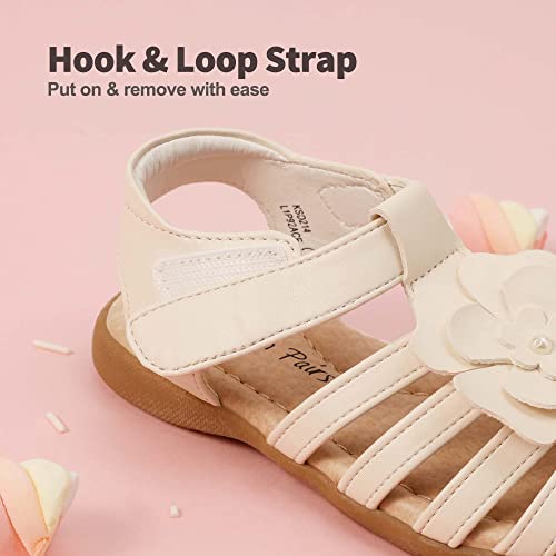 Image of DREAM PAIRS Girls Toddler /Little Kid Closed-Toe Flower Summer Dress Sandals Shoes